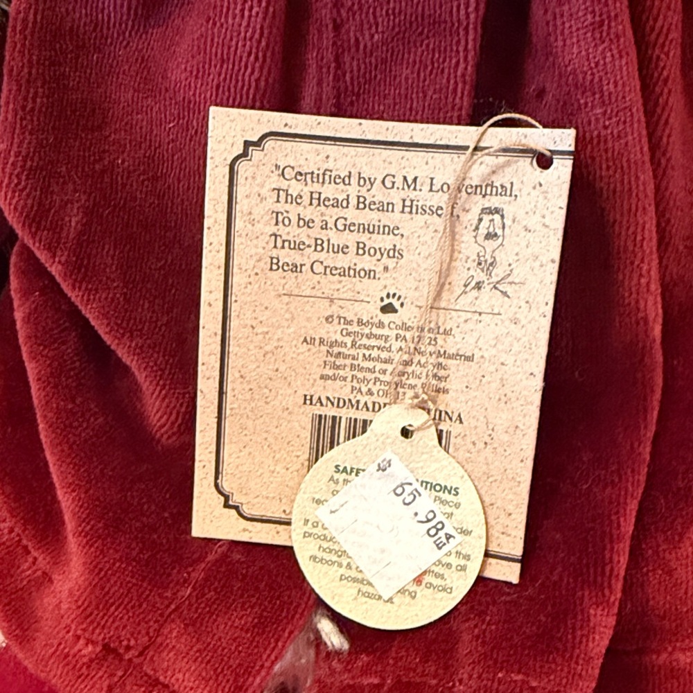 Boyds Bears “Tasha B. Frostbeary” with mouse. Bear in Red Coat - Picture 11 of 12